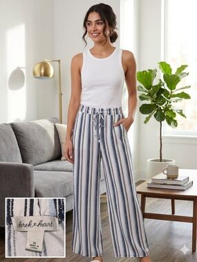 Derek Heart High-Rise Striped Wide Leg Palazzo Pants